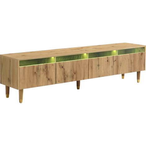 ELVMI TV-Schrank mit 4 Schubladen und Kabeldurchführung für Wohnzimmer, aus MDF, 178 × 35 × 45 cm, Holz (1/4)