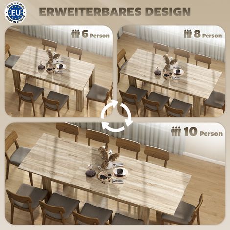 Table à manger extensible en bois de 180 à 260 cm, pour 6 à 10 convives (1/4)