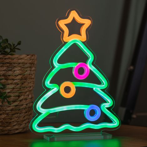 25cm Light up Christmas Tree Table Top Neon Sign (1/5)