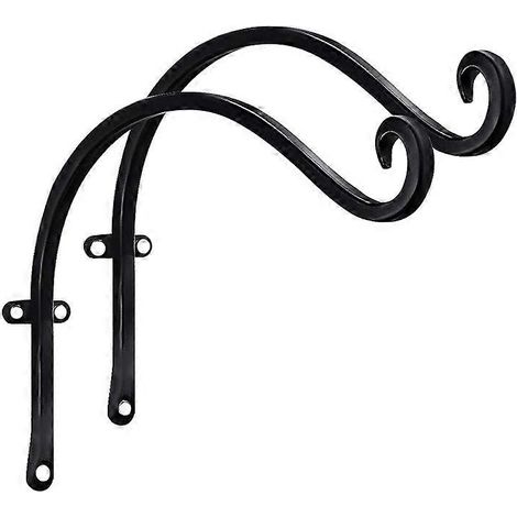 Supports pour plantes suspendues d'extérieur (4 pièces - 30 cm) Crochets noirs plus stables et robustes (1/4)