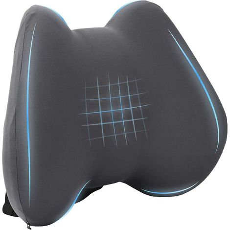 Back Pillow Grey Memory Foam 40 x 32 x 14 cm vidaXL