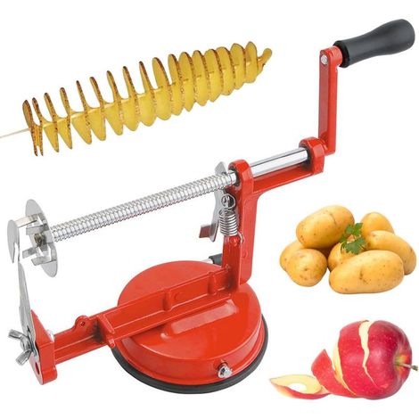 Coupe-pommes de terre en spirale 3 en 1, machine à éplucher les pommes de terre, coupe-légumes en acier inoxydable, machine à éplucher les fruits réglable avec ventouse pour la cuisine domestique, épl