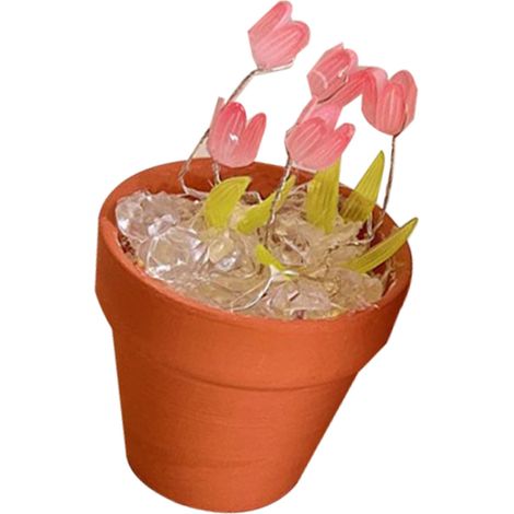 DIY-Nachtlicht-Set aus Keramik und Acryl, augenfreundlich, Tulpen-Topf-Dekoration, Schreibtischdekoration für Freunde und Freundinnen (1/5)
