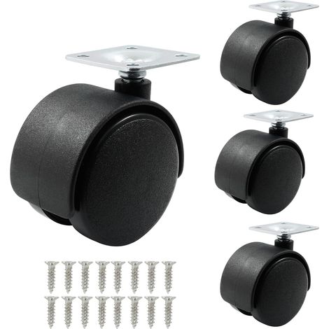 Ruedas giratorias para muebles, sin freno, ruedas giratorias de alta resistencia, juego de 4 (2") (1/5)