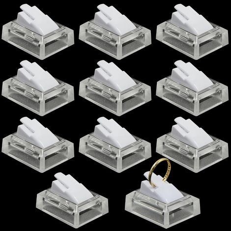 CCYKXA Ring Holder Jewelry Display Cabinet - Plastic for Showcase, Organizer, Jewelry Display, for Commercial Showcase, Bedrooms, Shops, White, 3.7 x 3 x 2.3 cm, 10 Pieces (1/5)