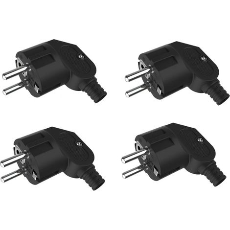 (Câble noir 4 pièces) Prise standard européenne avec connecteur mâle remplaçable, 250 V 16 A (1/5)