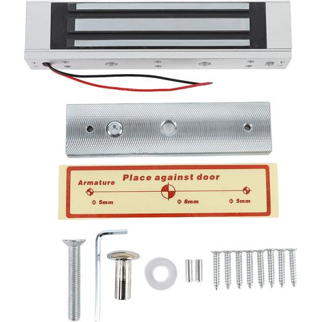 Cerradura electromagnética impermeable, fuerza de sujeción de 180 kg (396 lbs), 12 V, para sistema de control de acceso. (1/5)
