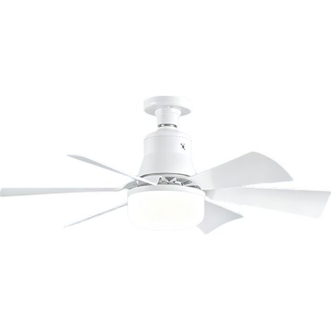 Ventilateur de plafond luminaire 6 pales, Ø520 mm, 40W LED, variation de couleur et gradation continue, avec télécommande, blanc (1/5)