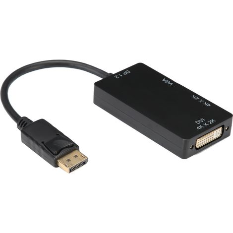 Adaptateur 3 en 1 DisplayPort vers HDMI/VGA/DVI Câble convertisseur haute définition multifonction (1/5)