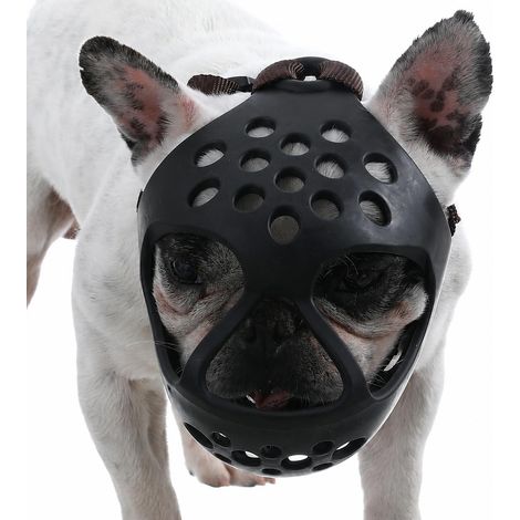Bozal para perros de hocico corto, con orificios de ventilación, resistente a mordeduras y masticación. (1/5)