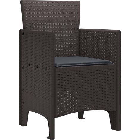 Chaise de jardin 2 lot de 2  Chaises d'extérieur Marron 53 x 49 x 85 cm Polypropylène (1/5)