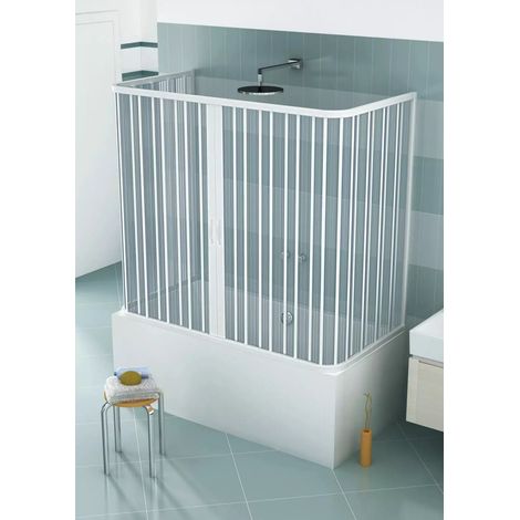 Box Doccia per Vasca in PVC 2 Ante 3 Lati Porta a Soffietto Sopravasca Colorato - Misura 70x160x70 (1/4)