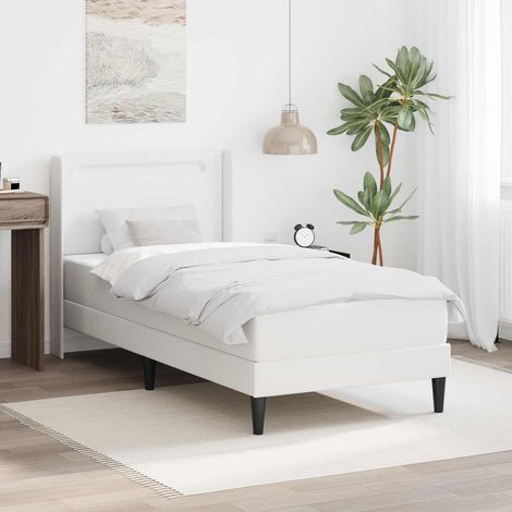 vidaXL Bettgestell mit Matratze Weiß 100 x 200 cm Kunstleder (1/5)