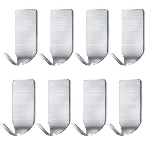 LYCXAMES -- Ganchos adhesivos para abrigos de baño de acero inoxidable 304 con adhesivo impermeable Accesorio práctico -8 piezas (1/5)
