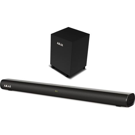 Barra de sonido Akai ASB-20CSW 2.1 80 W RMS Bluetooth 5.3 HDMI ARC USB Negra (1/2)