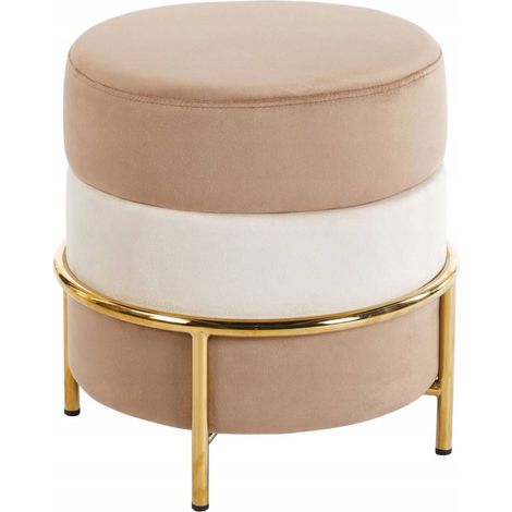 Eleganter Samt-Pouf auf goldenem Gestell, beige-cappuccino, Furnitex (1/5)