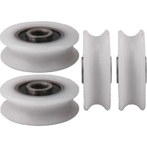 Poulies en nylon blanc 4 pièces 22 x 6 x 8 mm - roue en U pour porte coulissante 6 mm (1/2)