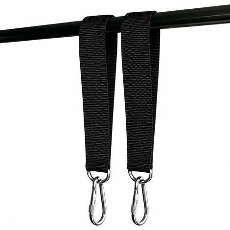 Lot de 2 crochets de suspension pour balançoire, avec mousquetons et anneaux en D, fixation de hamac indéchirable en nylon, accessoire de balançoire pour arbre, fauteuil suspendu (1/5)