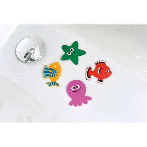 Set von 4 mini duschhintergründe krake roter fisch gelber fisch seestern - kindisch - Tendance