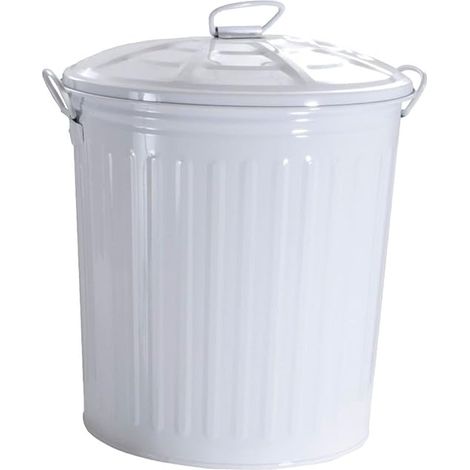 King Home BIDONE LT.35 VERNICIATO BIANCO con coperchio e maniglie laterali Ø37x41h cm (1/4)