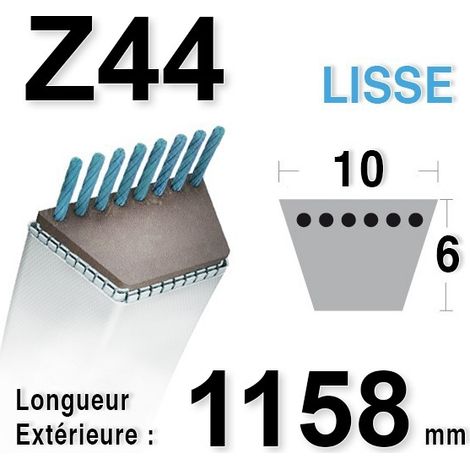Courroie Lisse Série Z (section 10x6mm) Longueur Ext: 1158mm.