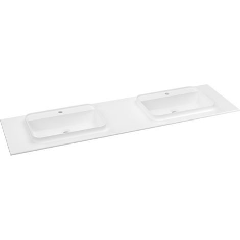 BRAHEA vasque double 181x51,5cm (90+90cm), Rockstone, blanc mat (1/2)