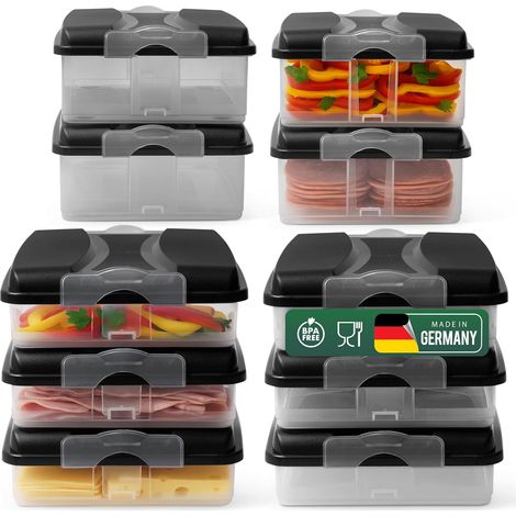 Boîtes de conservation alimentaire Novaliv (6x petites + 4x grandes + 10x couvercles), empilables pour réfrigérateur et congélateur, ensemble de