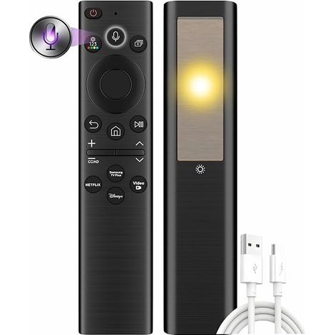 Telecomando di ricambio a energia solare per Smart TV, telecomando universale Bluetooth ricaricabile con comandi vocali (modelli 2018-2025), cavo USB-C, 2 anni di garanzia. (1/5)