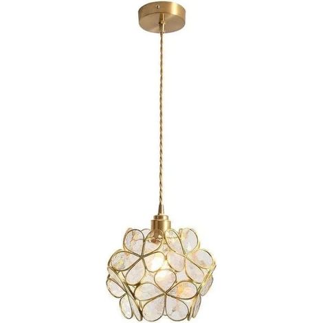Lustre nordique en forme de pétale soufflé à la main et laiton plafonnier E27 une seule tête . Verre Transparent (1/4)