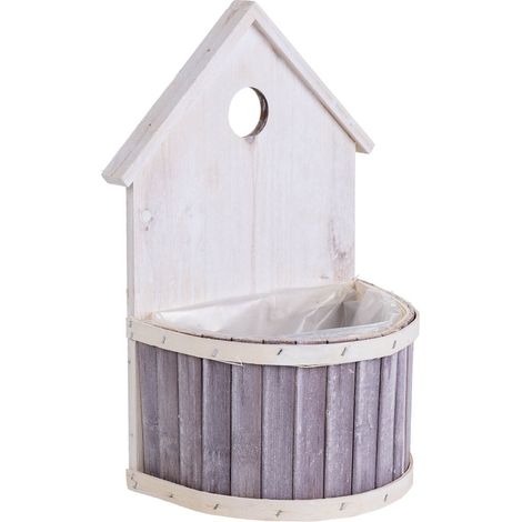 Soporte macetero de bambú redondo gris 20x11x27/10h cm (1/5)