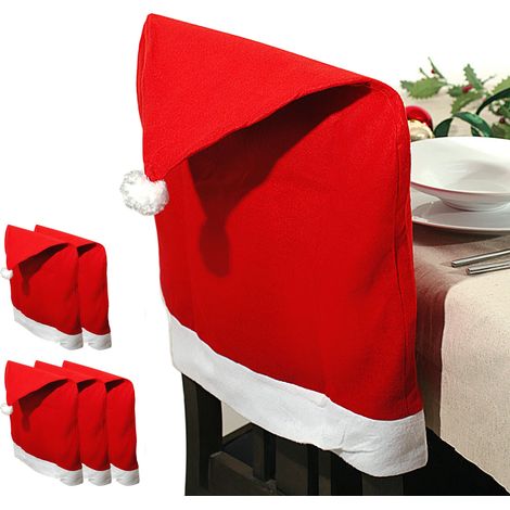 Lot de 6 housses de chaise en feutre - Bonnet de Père Noël - 50 x 60 cm (1/5)