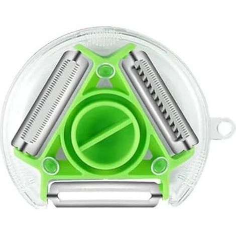 Éplucheur rotatif 3 en 1 de cuisine multifonctionnel en acier inoxydable, éplucheur de pommes de terre, râpe, hachoir, éplucheur de légumes et de fruits (vert) (1/4)