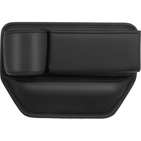 Auto-Organizer, Staufach für den Spalt zwischen Fahrersitz und Sitz, Aufbewahrungsbox aus PU-Material, für Becher, Handys, Schlüssel, Karten, Brillen, Geldbörsen (Schwarz) (1/5)