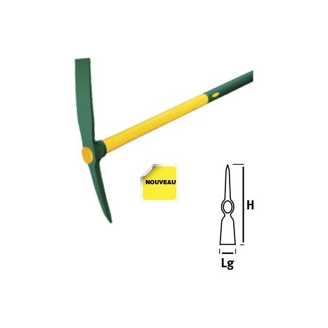 Leborgne – Pioche Duopro 2,3 kg – Douille ovale 50x32mm – Manche Novagrip anti-glissement – Idéale pour terrassement et gros travaux (1/2)