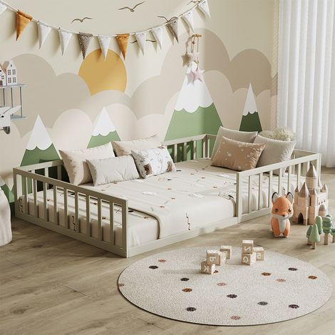 Letto per bambini Minno, Grigio, 205 x 125 cm Senza materasso, Vitalispa (1/5)