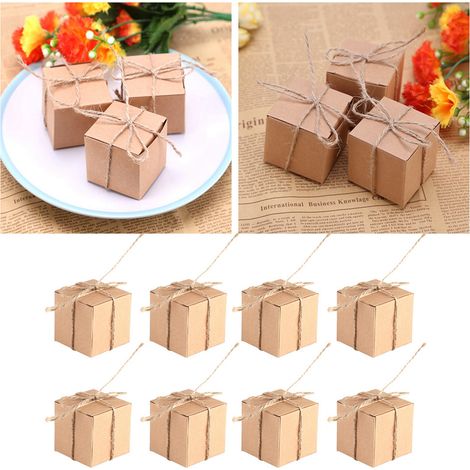 50 Pièces Boîtes Cadeaux en Papier Kraft Brun pour Mariage, Bonbons et Chocolats (1/5)