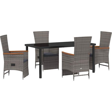 Garden Dining Set with Cushion 5 pcs Grey Poly Rattan vidaXL (1/5)