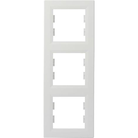 Schneider Electric Asfora EPH5810321D Cadre vertical pour prise et interrupteur, 3 prises, blanc, 1 pièce