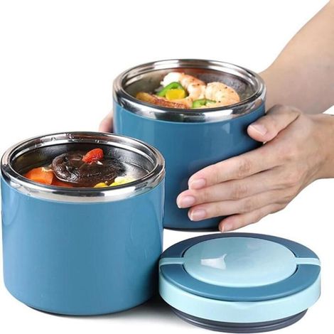 Boîte à Repas Isotherme Chaud 1000ml Gamelle en Inox Étudiant Bureau avec Poignée Transatlantique (1/5)
