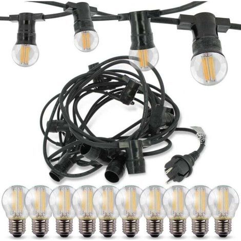 Guirlande Guinguette Extérieur 15M, Guirlande Lumineuse Exterieure avec 25+1 G40 LED Ampoules IP45 Imperméable, Blanc Chaud Chaîne Lumiere Exterieur pour terrasse, mariage, Noël