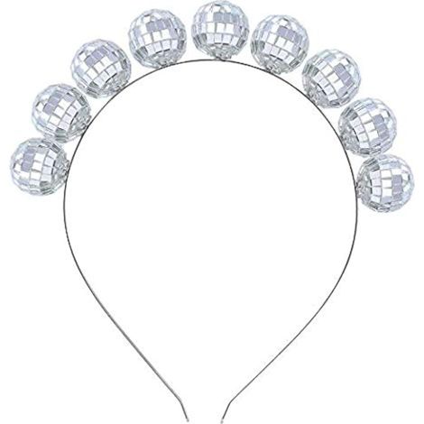 Serre-tête de balle de disco vintage années 1970 Déguisement de discothèque Tête de boule de disco Bopper Accessoires pour fête de discothèque Argenté one size (1/5)