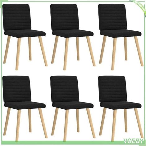 Chaise de salle à manger - 3315546 - Lot de 6 - Noir tissu polyester - Structure bois & métal (1/5)
