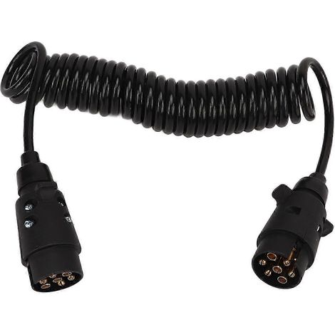 Câble spiralé à 7 conducteurs de 12,8 pieds monté sur remorque : connexion flexible et rétractable, isolation stable et compatible avec les véhicules récréatifs. (1/5)