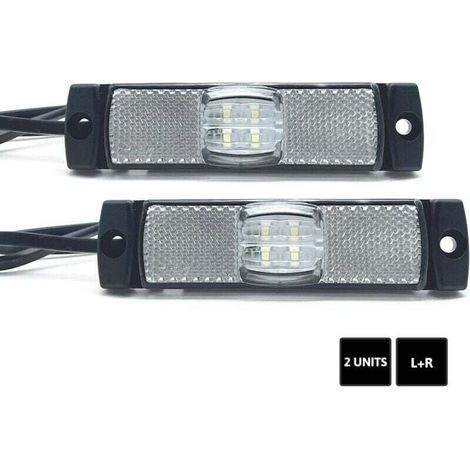 Feux de Gabarit Led 2 PCs Feu d’Encombrement Blanc 12V/24V = 0,04A/0,04A Feu Étanche Feux Led Voiture Exterieur pour Feux de Remorque Led, Camping Car Accessoires, Camion (1/5)