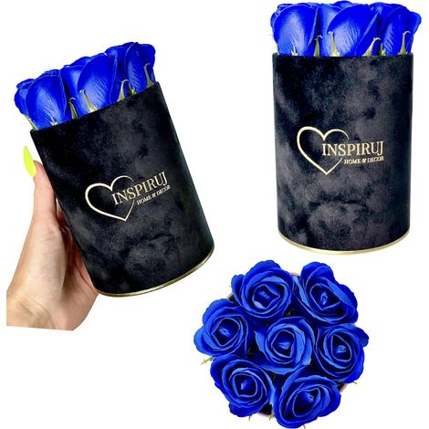 Flowerbox Inspiruj - Scatola nera con rose di sapone - n. 1 Blu navy (1/5)