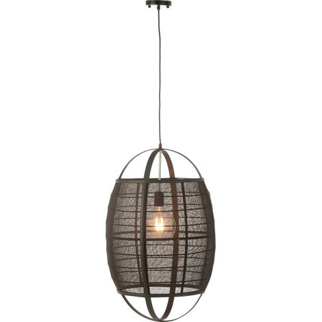 Suspension élégante en lin et bambou noir style contemporain - Noir lin naturel (1/3)
