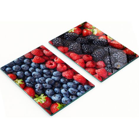 Tableros decorativos multifuncionales de vidrio templado con dise帽o de frutos del bosque, 2x40x52 cm.
