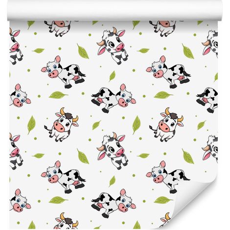 Papier peint vaches blanc, gris clair, gris et rouge 50x1000 cm (1/5)