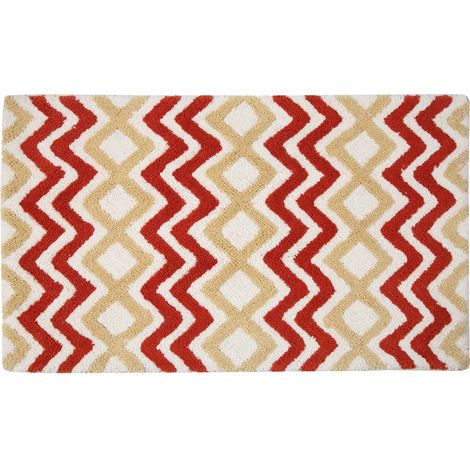HOMESCAPES Orange and Mustard Chevron Cotton Bath Mat - Orange - Orange