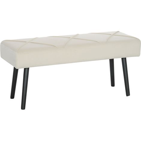 Panca Imbottita per Ingresso e Soggiorno 100x36x45 cm con Gambe in Acciaio in Velluto Crema (1/5)